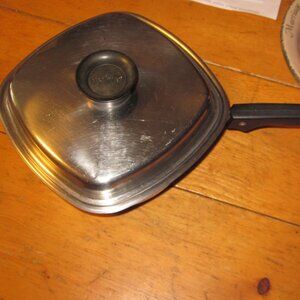 Vtg MCM aristo craft tri ply 18/10 stainless 3 pc saucepan 3 qt steamer lid
